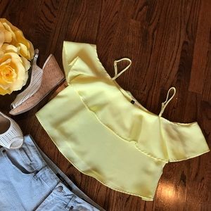 H&M DIVIDED Yellow Off the Shoulder Top